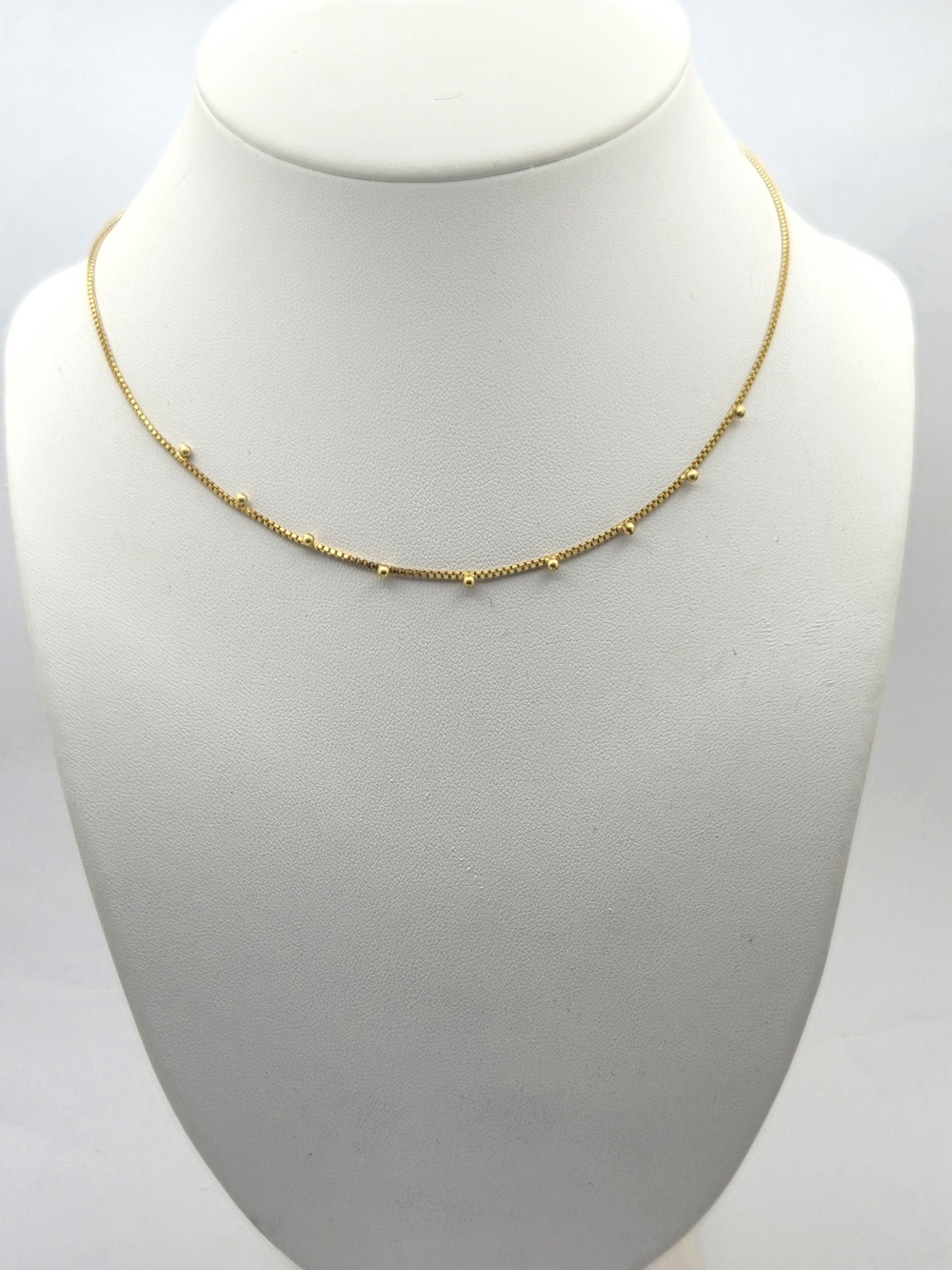 Madewell Gold Tone Beaded Box Chain Choker Necklace 15-18"